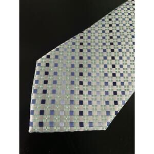 ADOLFO Blue/Green Diamond Pattern Silk Tie